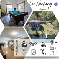 Chalet le Harfang -SPA-Bord Lac Beaulac – Projecteur- Foyer au bois